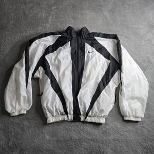 Vintage 90s Nike Windbreaker Track Jacket Womens Small 4-6 Black White Full Zip